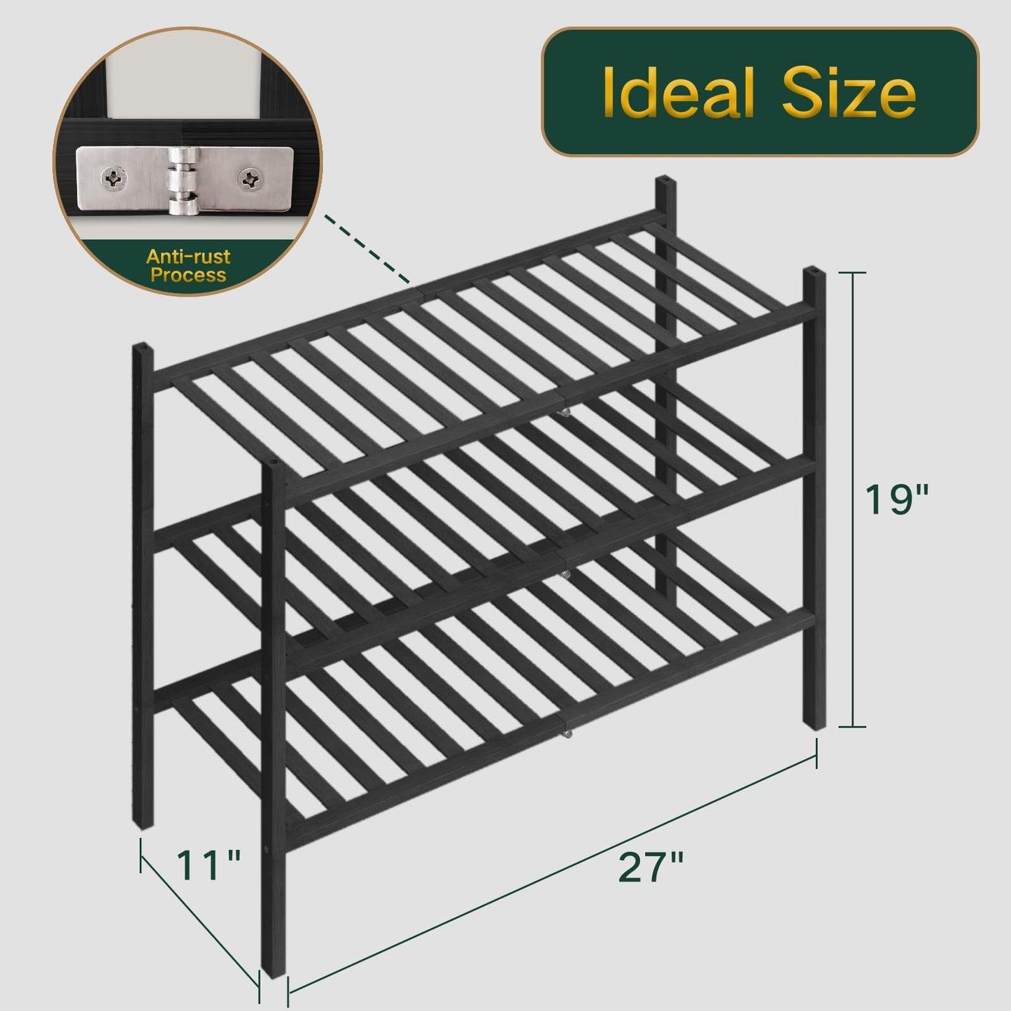 Free Standing Shoe Shelf - Multifunctional Bamboo Rack (Choose Tier)