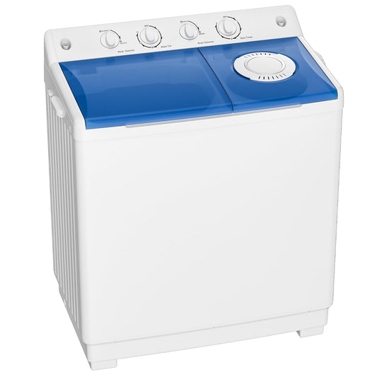 Portable Twin Tub Washing Machine – 28lbs Capacity, 18lb Washer & 10lb Spinner, with Drain Pump