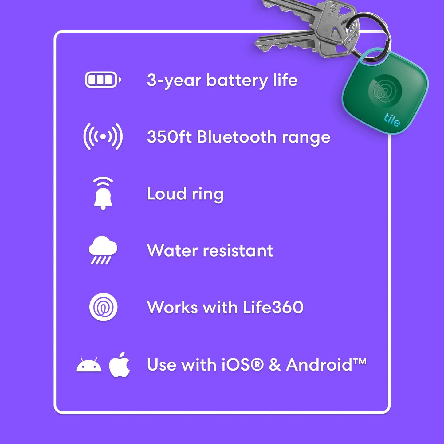 2024 Tile Bluetooth Tracker -  Keys Finder and Item Locator for Keys, Bags and More. Phone Finder. Both iOS and Android Compatible