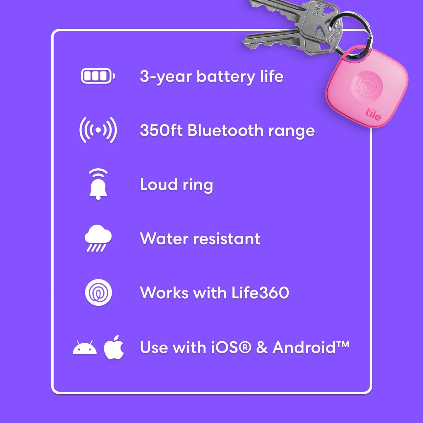 2024 Tile Bluetooth Tracker -  Keys Finder and Item Locator for Keys, Bags and More. Phone Finder. Both iOS and Android Compatible