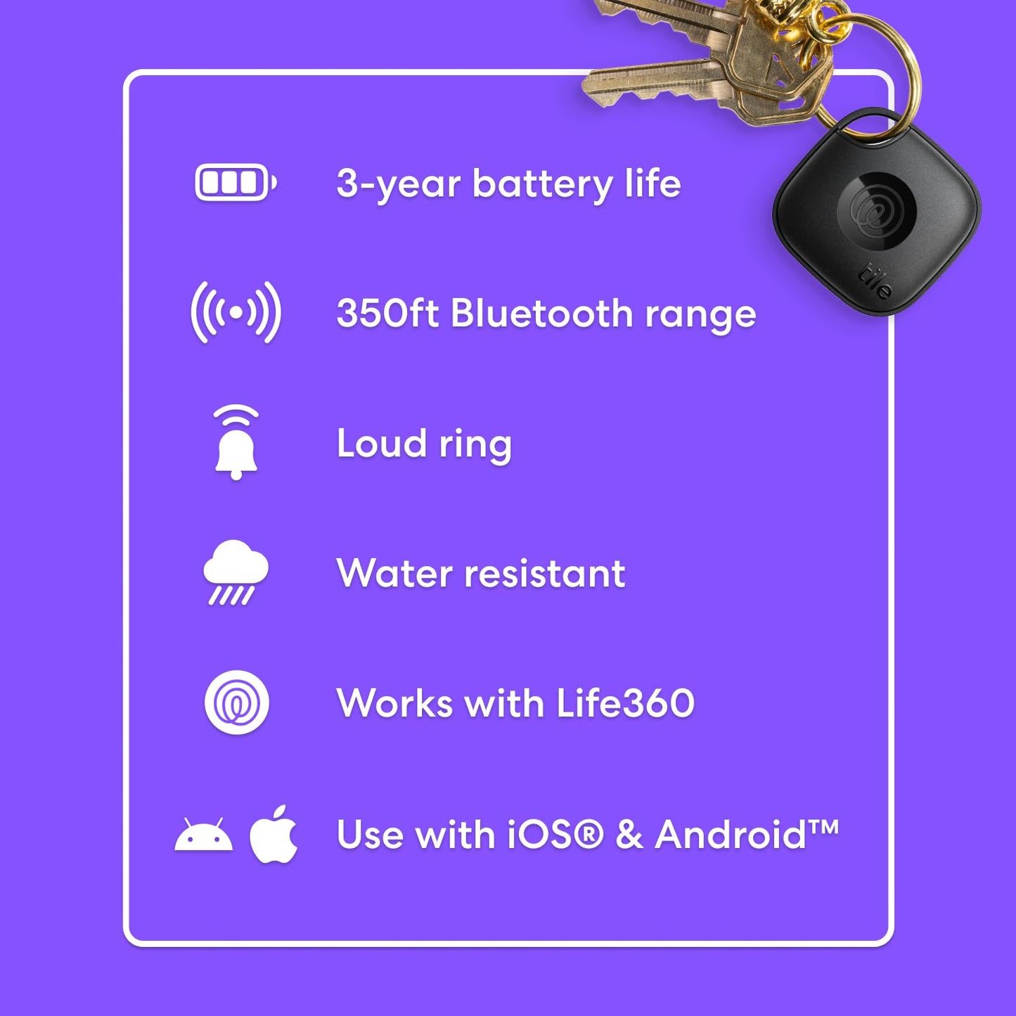 2024 Tile Bluetooth Tracker -  Keys Finder and Item Locator for Keys, Bags and More. Phone Finder. Both iOS and Android Compatible