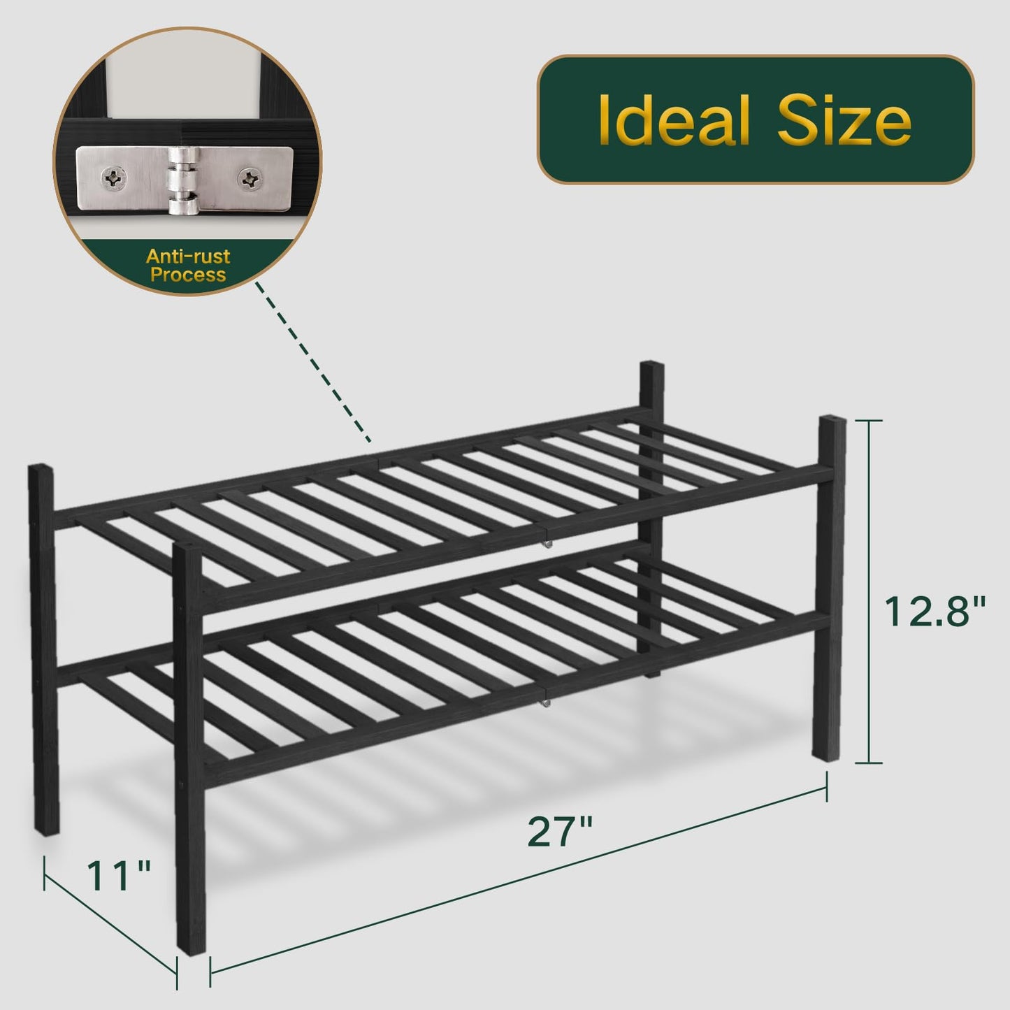 Free Standing Shoe Shelf - Multifunctional Bamboo Rack (Choose Tier)