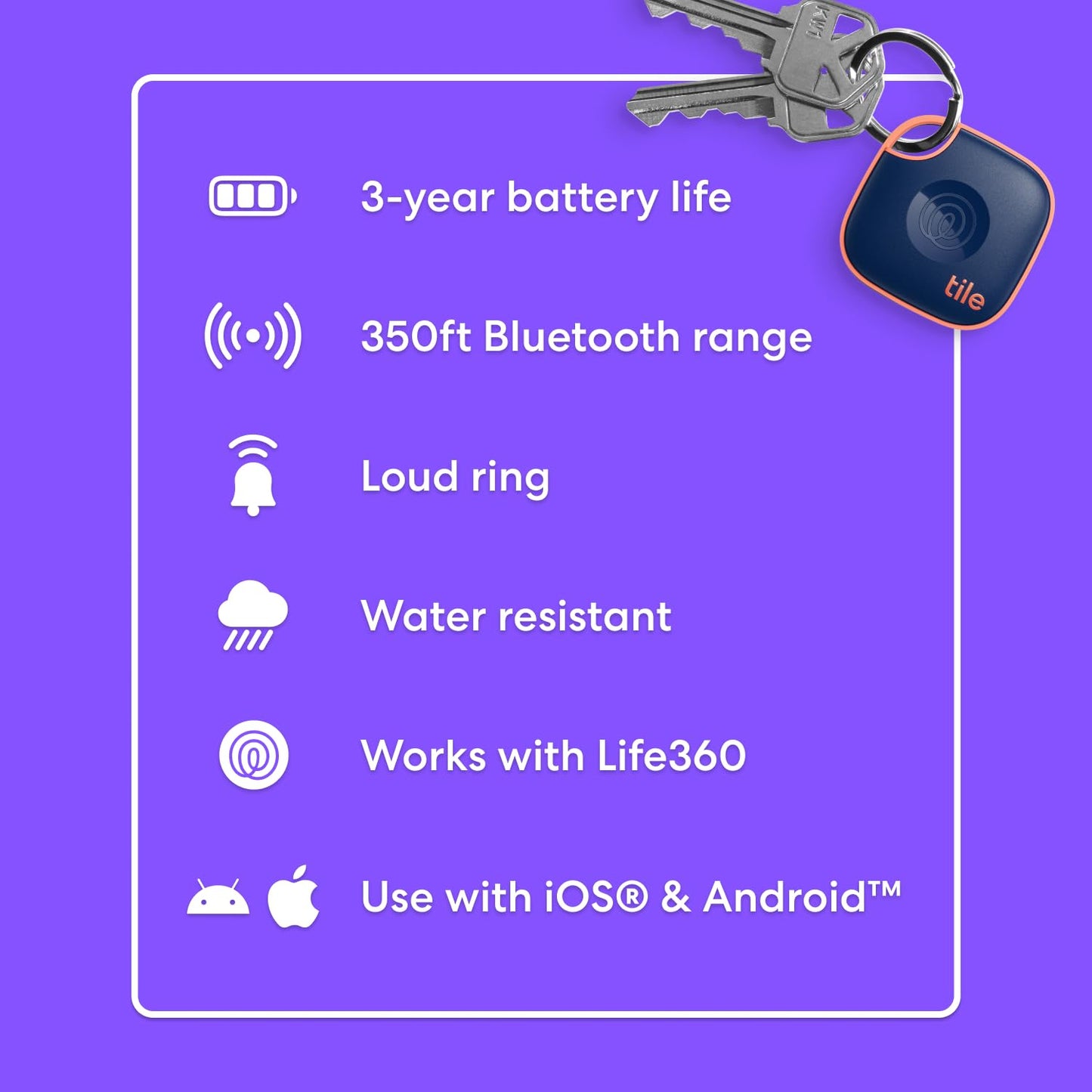 2024 Tile Bluetooth Tracker -  Keys Finder and Item Locator for Keys, Bags and More. Phone Finder. Both iOS and Android Compatible