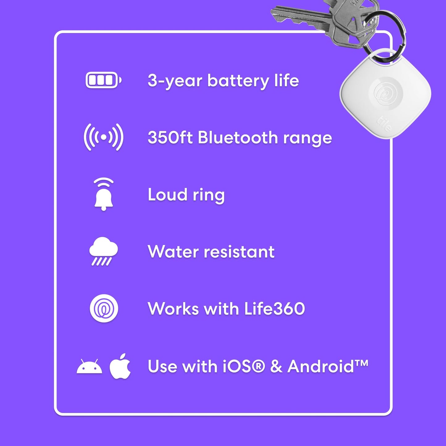 2024 Tile Bluetooth Tracker -  Keys Finder and Item Locator for Keys, Bags and More. Phone Finder. Both iOS and Android Compatible