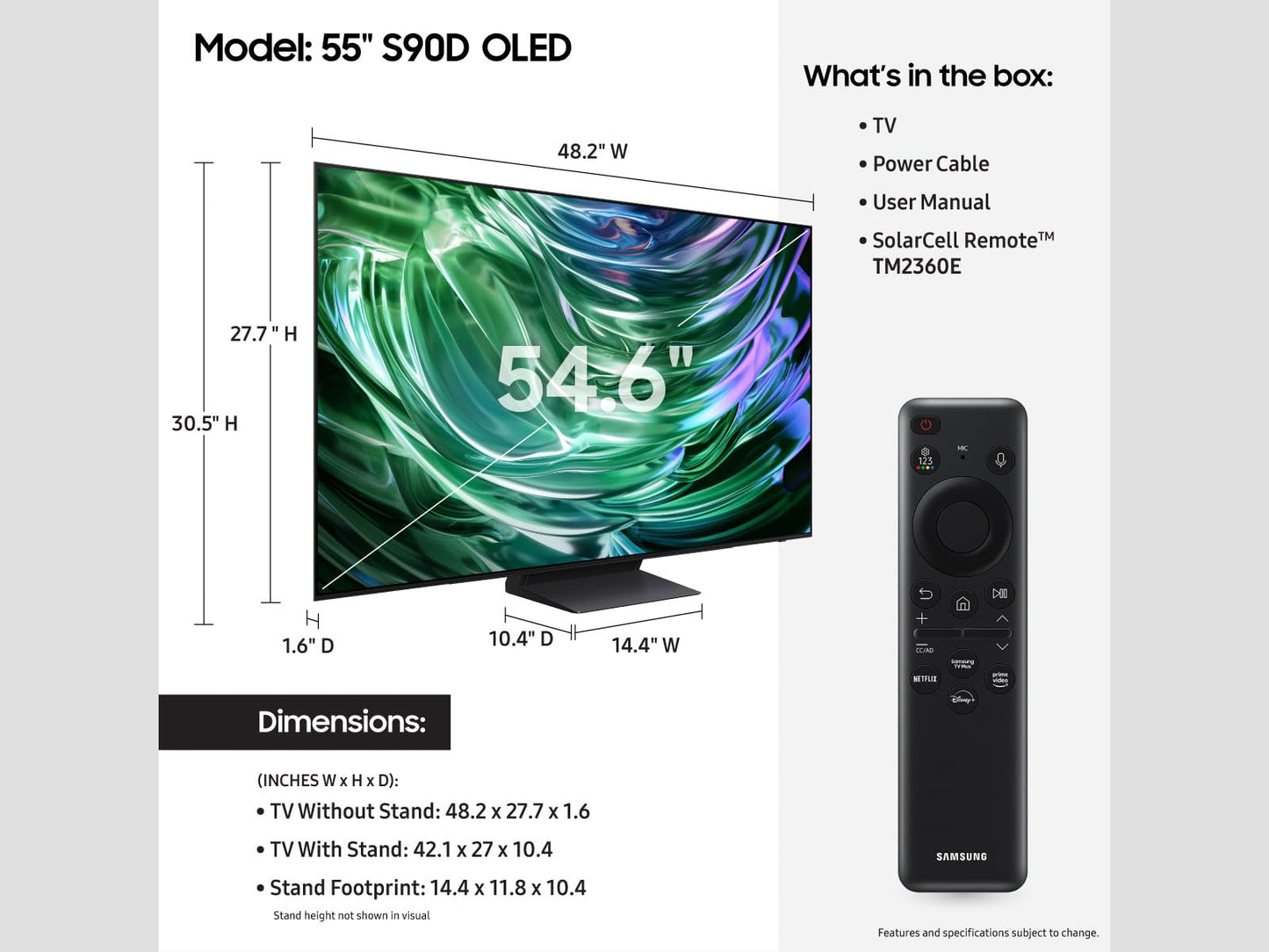 SAMSUNG OLED 4K Smart TV (2024) – S90D Series with Dolby Atmos, Object Tracking Sound, 4K AI Upscaling & Alexa