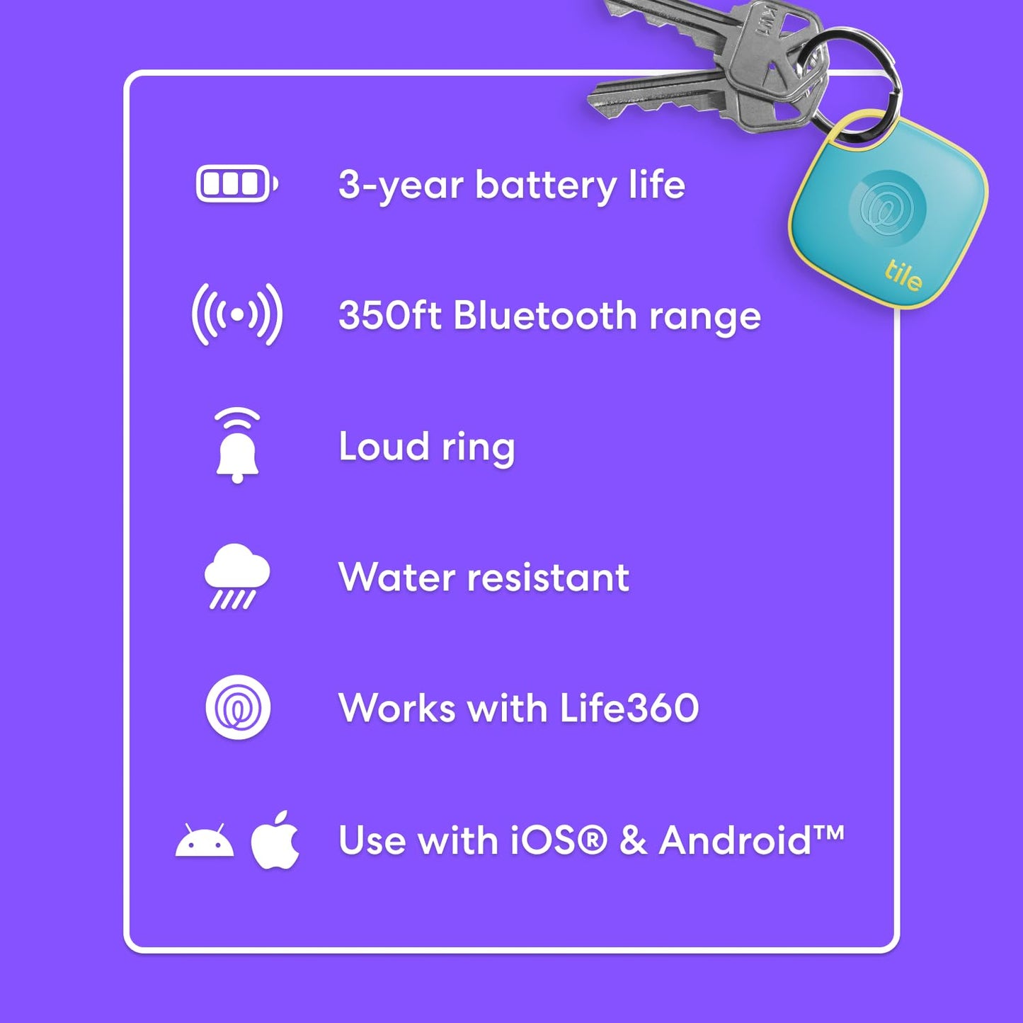 2024 Tile Bluetooth Tracker -  Keys Finder and Item Locator for Keys, Bags and More. Phone Finder. Both iOS and Android Compatible