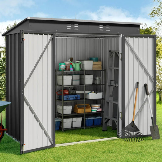 Anti-Corrosion Metal Outdoor Storage Shed with Double Lockable Doors (Choose)