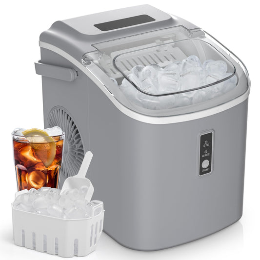 Portable Countertop Ice Maker – 26.5lbs/Day, Auto-Cleaning, with Basket & Scoop