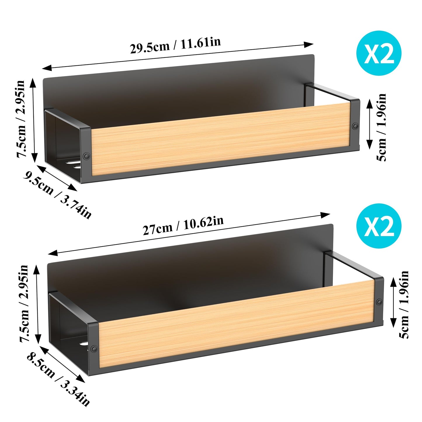 4 Pack Magnetic Spice Storage Rack Organizer for Refrigerator and Oven, Black Fridge Organizers and Storage