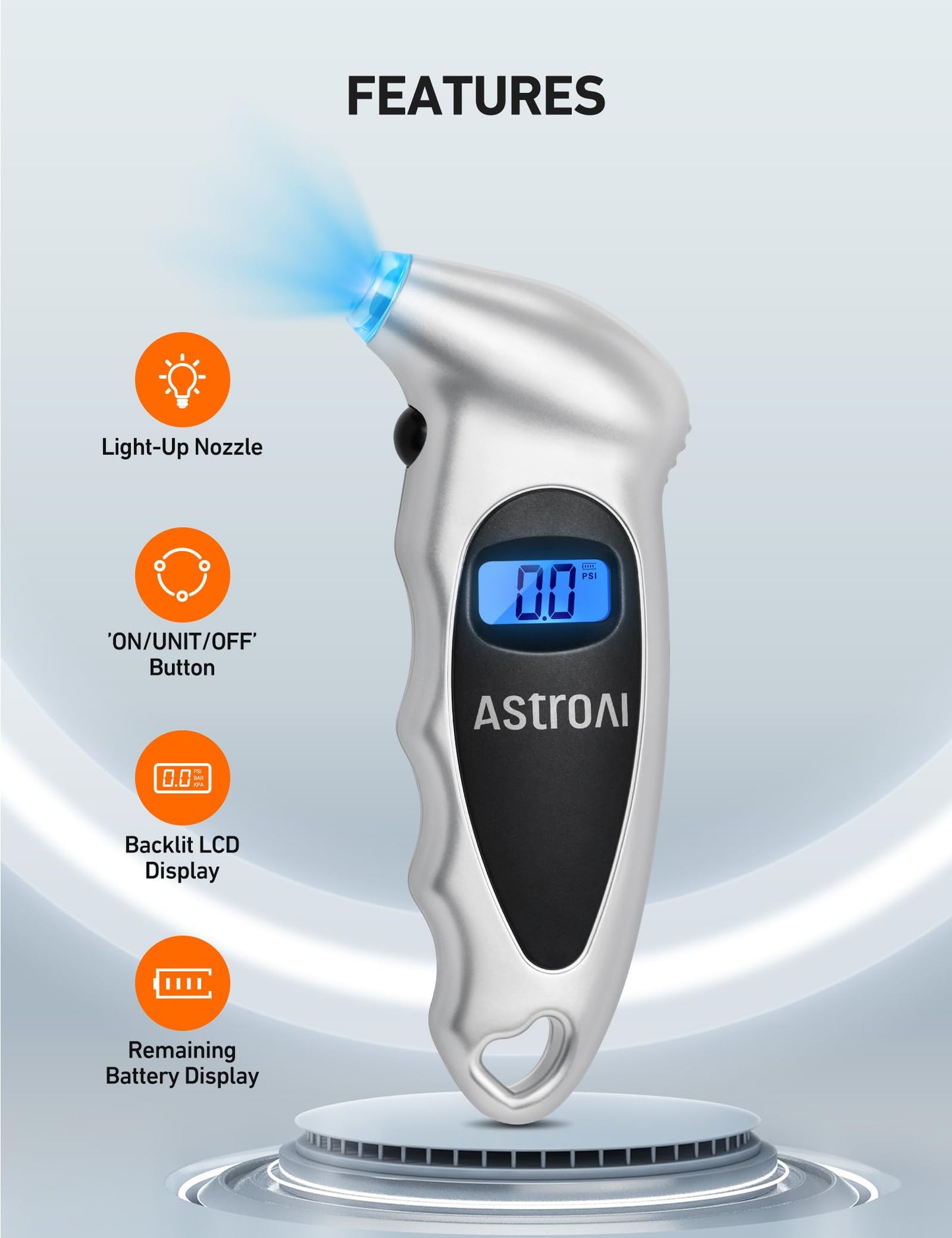 Digital Tire Pressure Gauge 0-150PSI (Accurate in 0.1 Increments) - 4 Settings