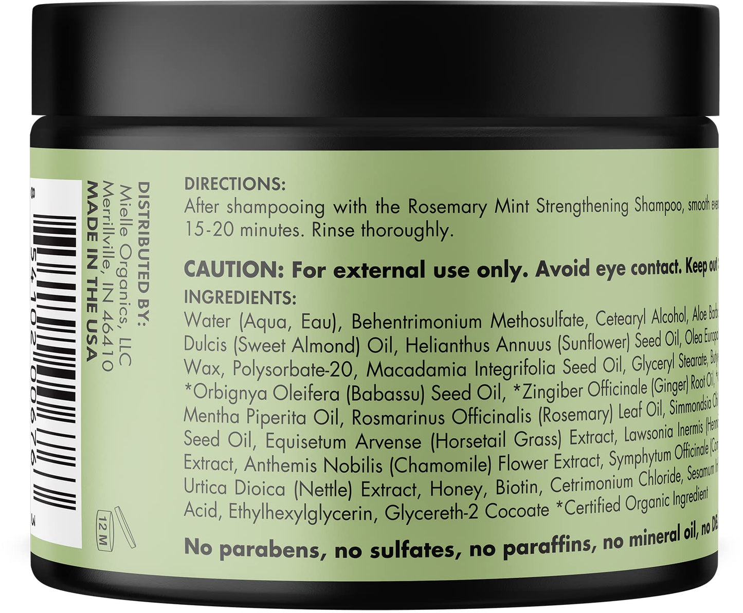 Miracle Repair Rosemary Mint Strengthening Hair Masque - Essential Oil & Biotin Deep Treatment For Damaged Hair