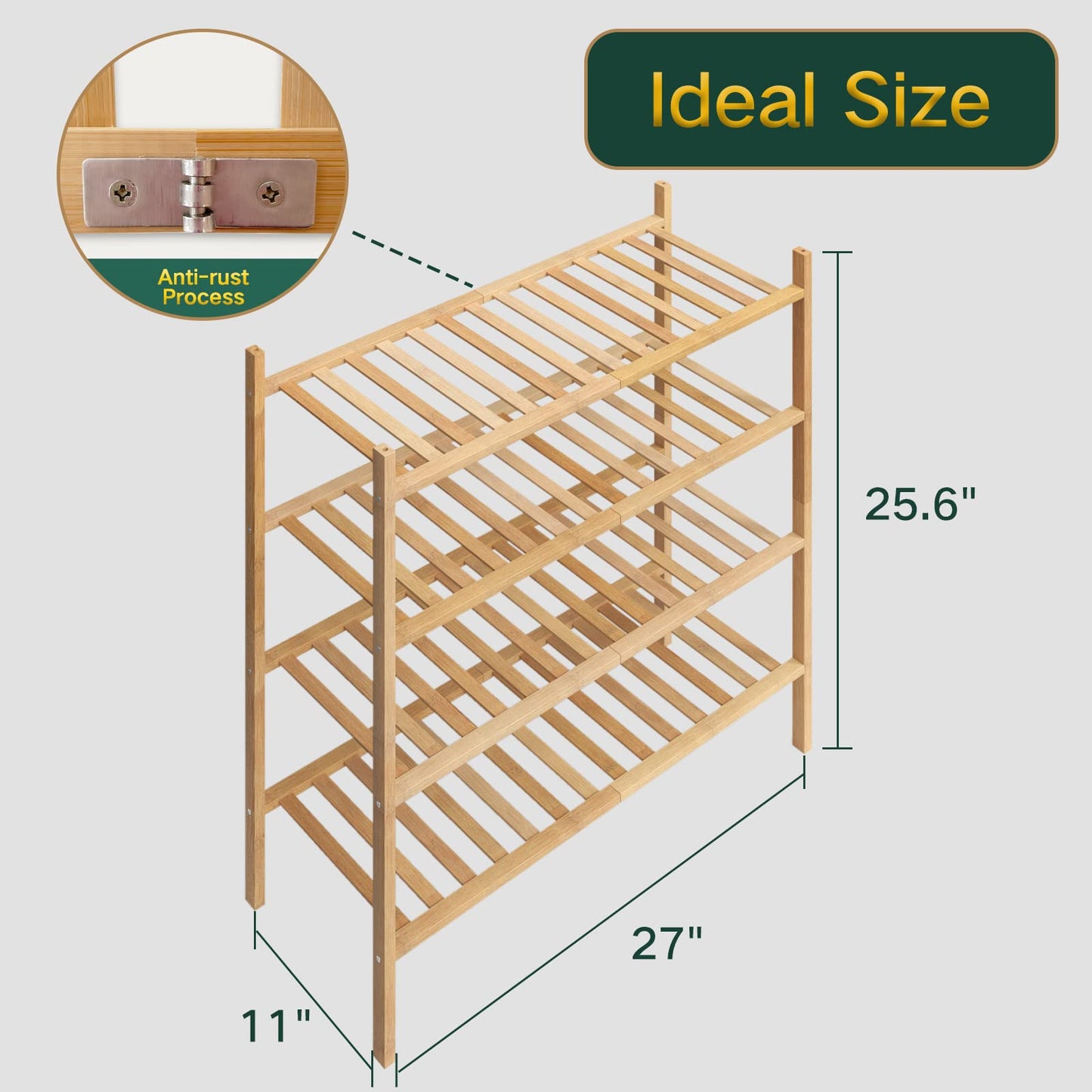 Free Standing Shoe Shelf - Multifunctional Bamboo Rack (Choose Tier)