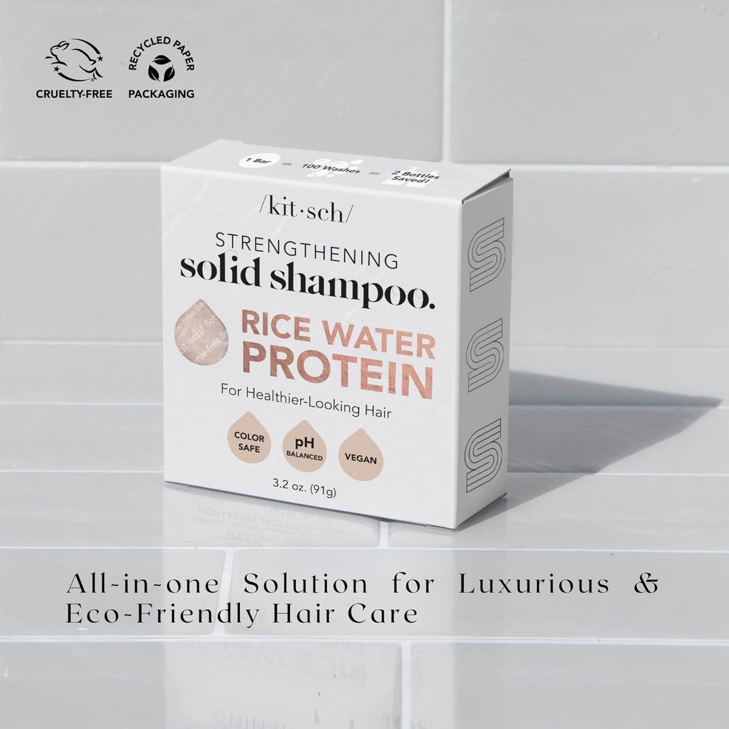 Rice Shampoo Bar for Strengthening Weak or Damaged Hair - Vegan & All Natural (Made in US)