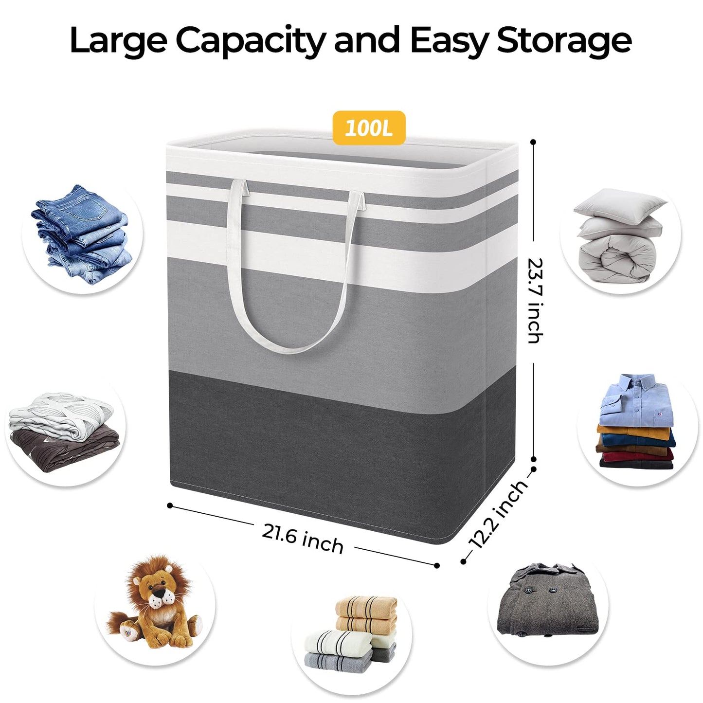 Freestanding 2-Pack Large Laundry Basket, Waterproof