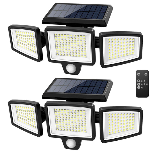 3 Heads Solar Outdoor Lights 2500LM 210 LED with Remote Control