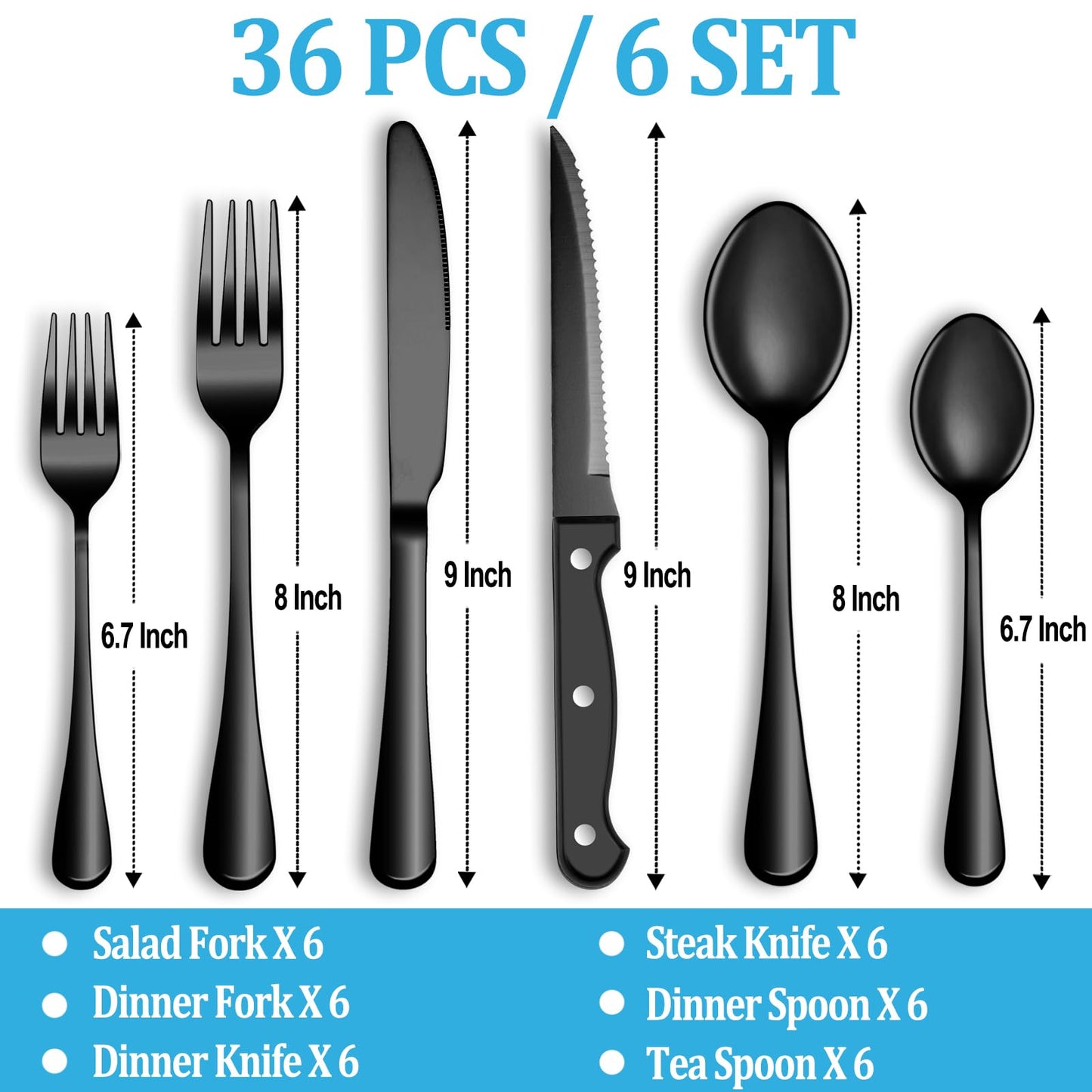 24 Pcs Premium Full Silverware Set