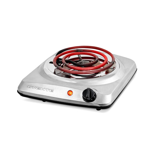 Electric Single Burner – 1000W, 6'' Coil Hot Plate, 5 Temp Levels, Compact & Easy Clean