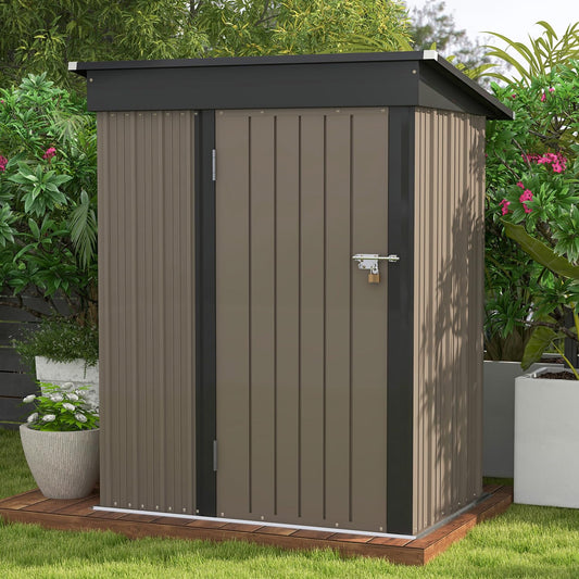 Metal Outdoor Storage Shed - 5x3 FT - Sloping Roof and Lockable Door (Choose Color)