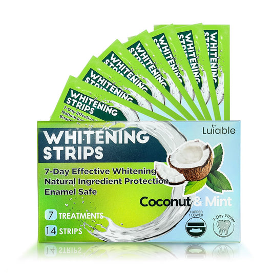 7-Day Effective Teeth Whitener with Xylitol - 7 Treatments 14 Strips Safe for Enamel (Vegan)