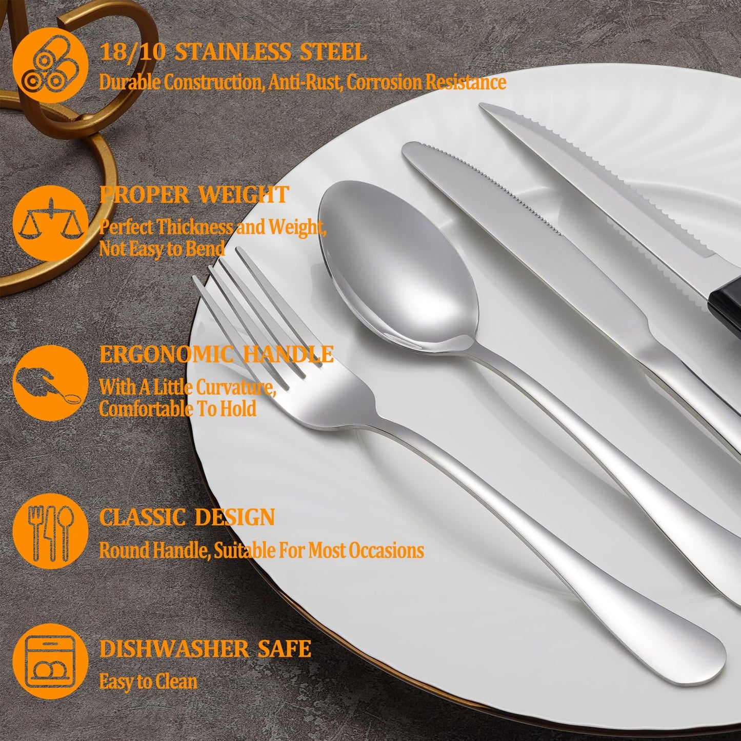 24 Pcs Premium Full Silverware Set