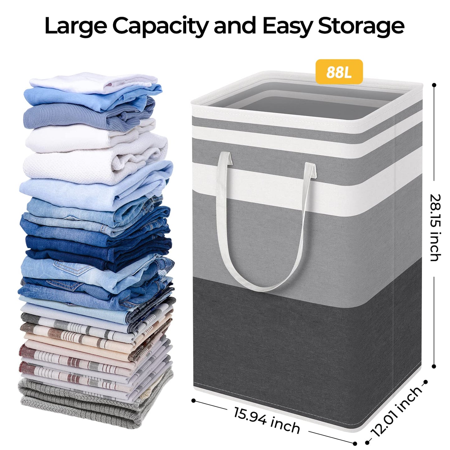 Freestanding 2-Pack Large Laundry Basket, Waterproof