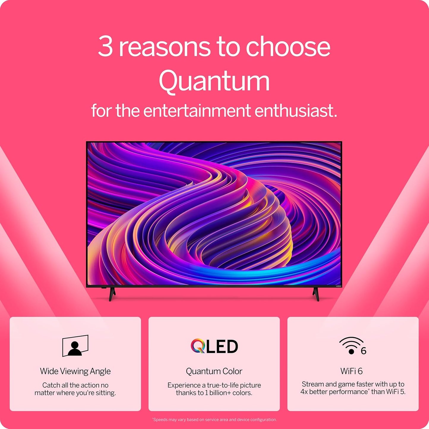 VIZIO 65" Quantum 4K QLED Smart TV – Dolby Vision, 120FPS Gaming, WiFi 6, Bluetooth, AirPlay & Chromecast