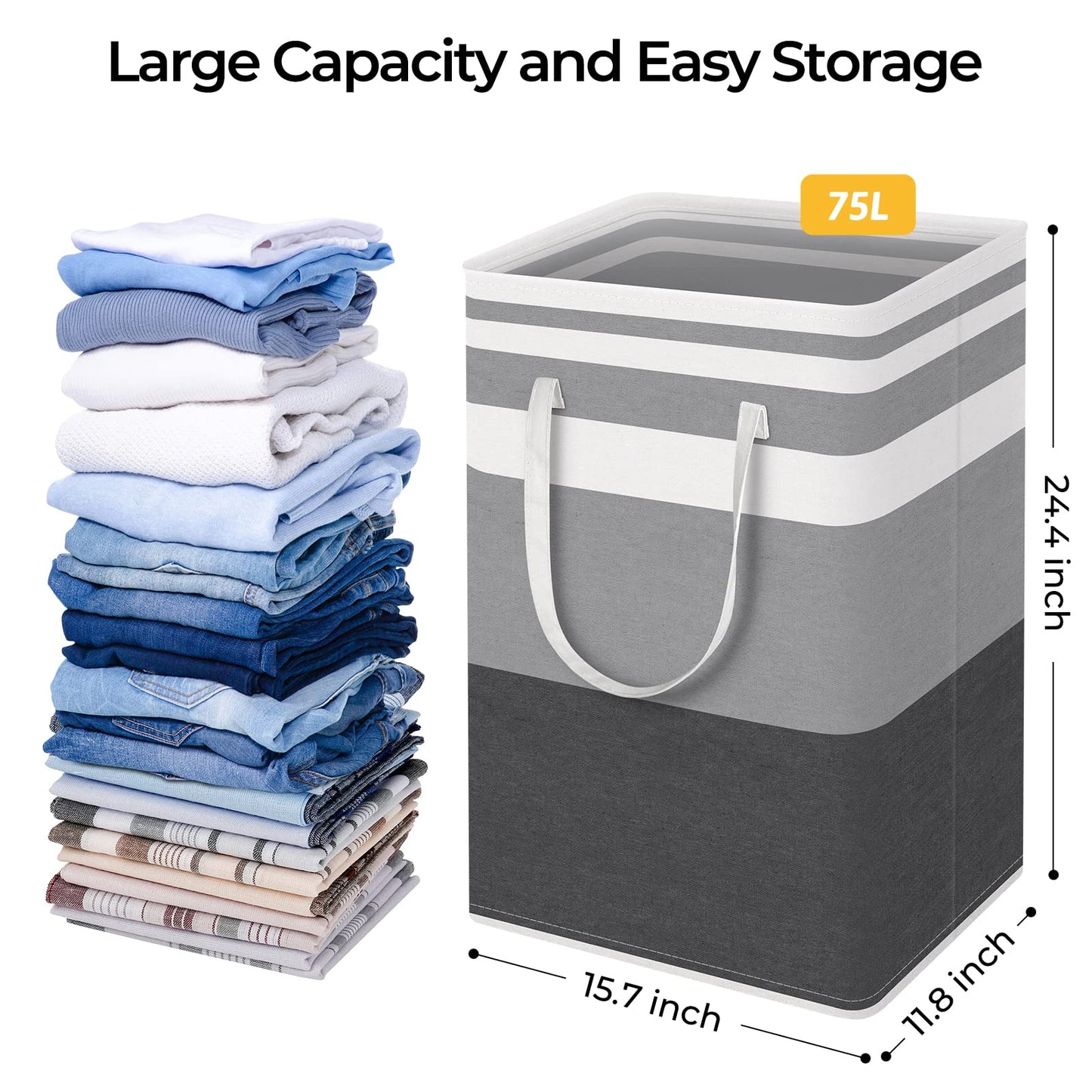 Freestanding 2-Pack Large Laundry Basket, Waterproof