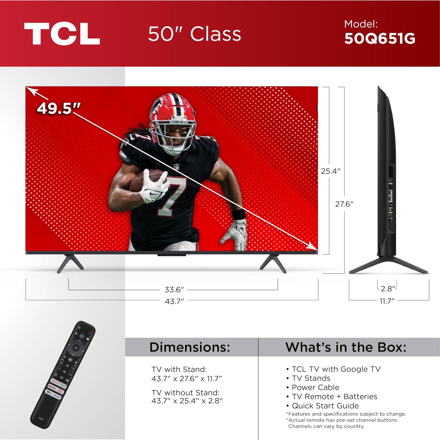 TCL QLED 4K UHD Smart TV (2024) – Google TV, Dolby Vision & Atmos, HDR Pro+, Game Accelerator & Voice Remote