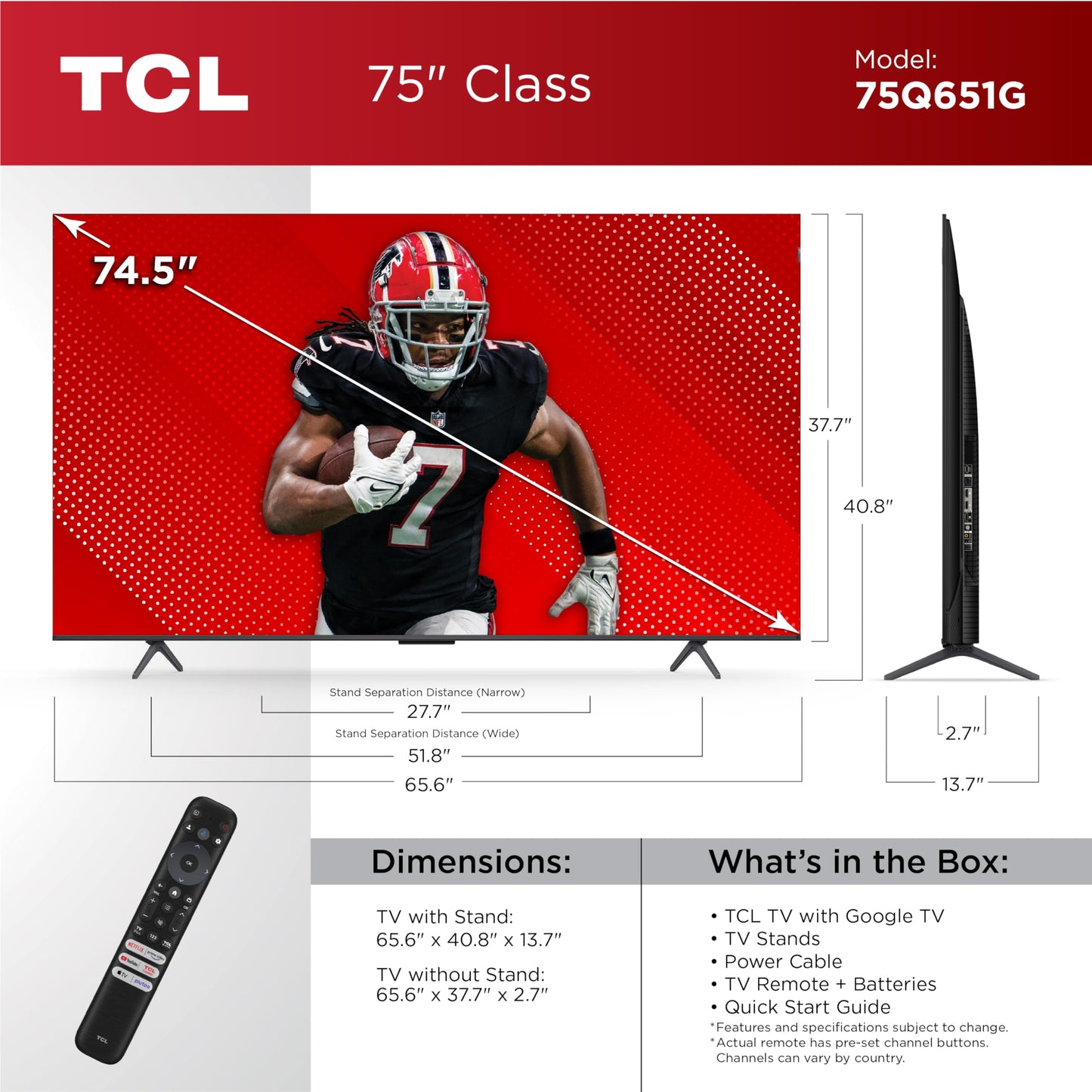 TCL QLED 4K UHD Smart TV (2024) – Google TV, Dolby Vision & Atmos, HDR Pro+, Game Accelerator & Voice Remote