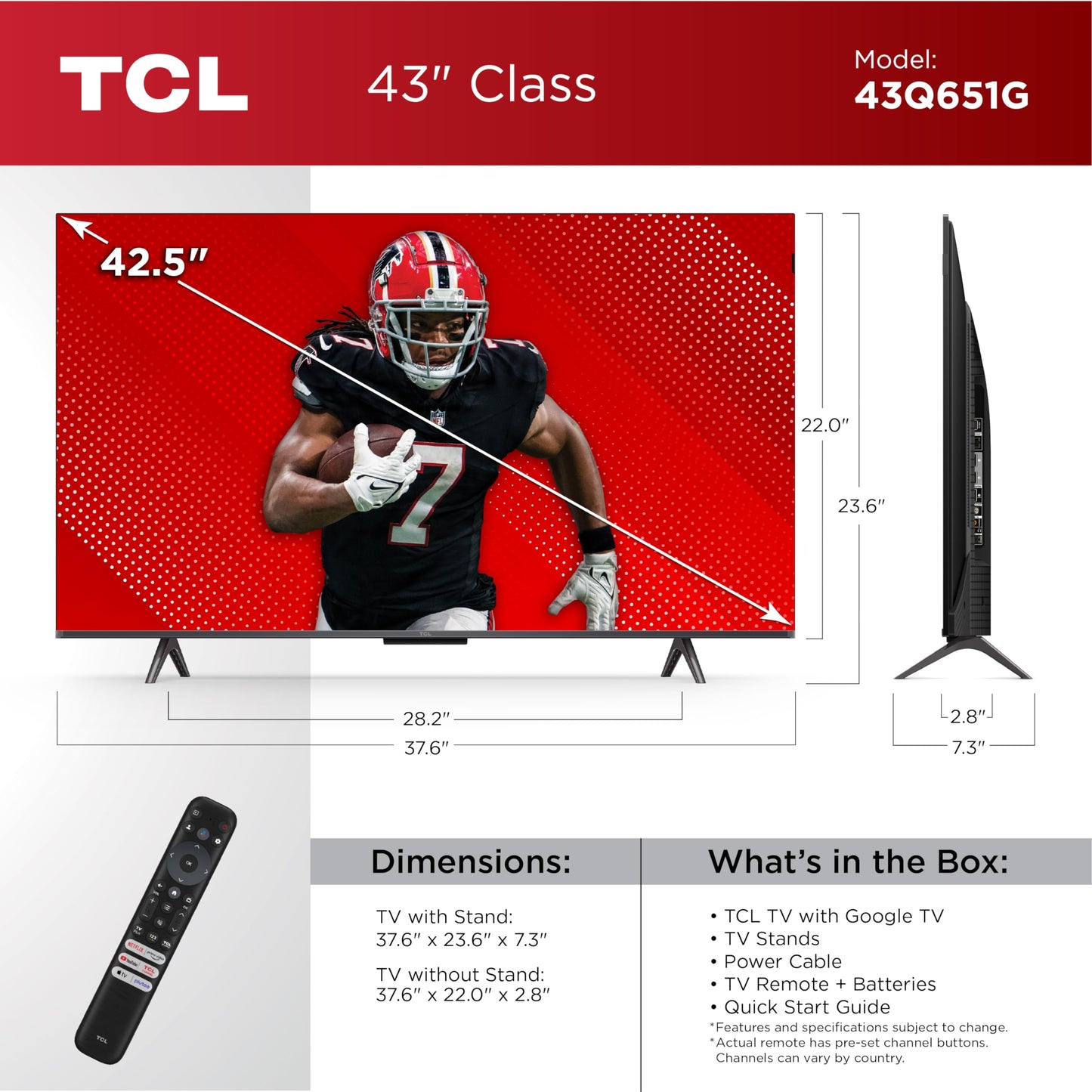 TCL QLED 4K UHD Smart TV (2024) – Google TV, Dolby Vision & Atmos, HDR Pro+, Game Accelerator & Voice Remote