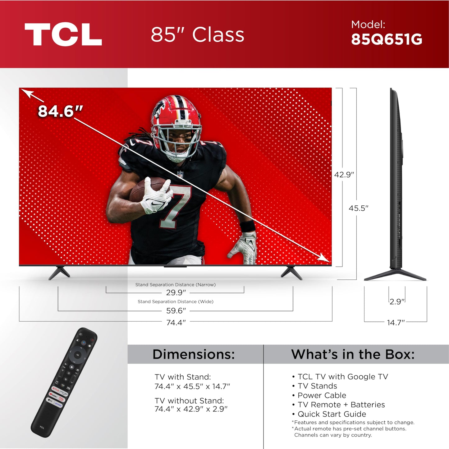 TCL QLED 4K UHD Smart TV (2024) – Google TV, Dolby Vision & Atmos, HDR Pro+, Game Accelerator & Voice Remote