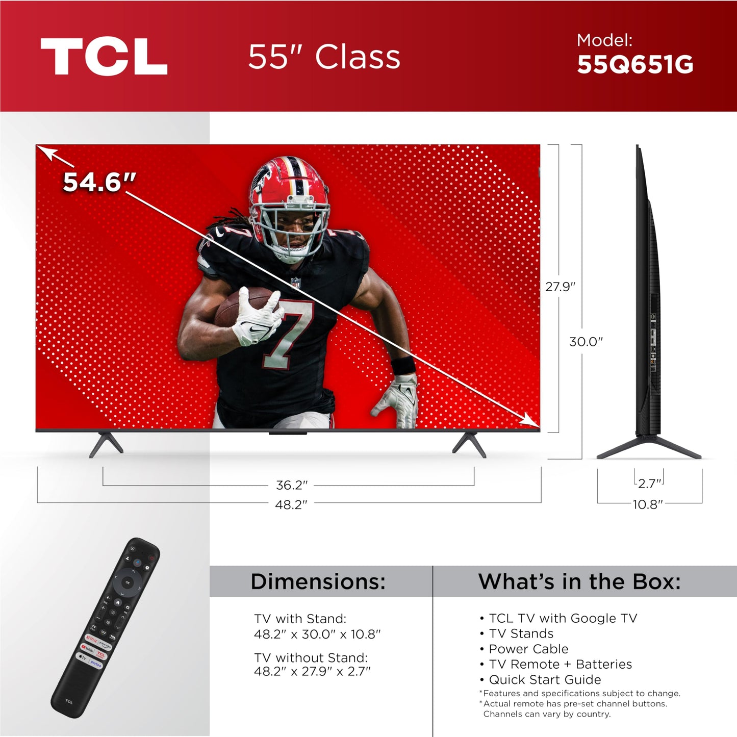 TCL QLED 4K UHD Smart TV (2024) – Google TV, Dolby Vision & Atmos, HDR Pro+, Game Accelerator & Voice Remote