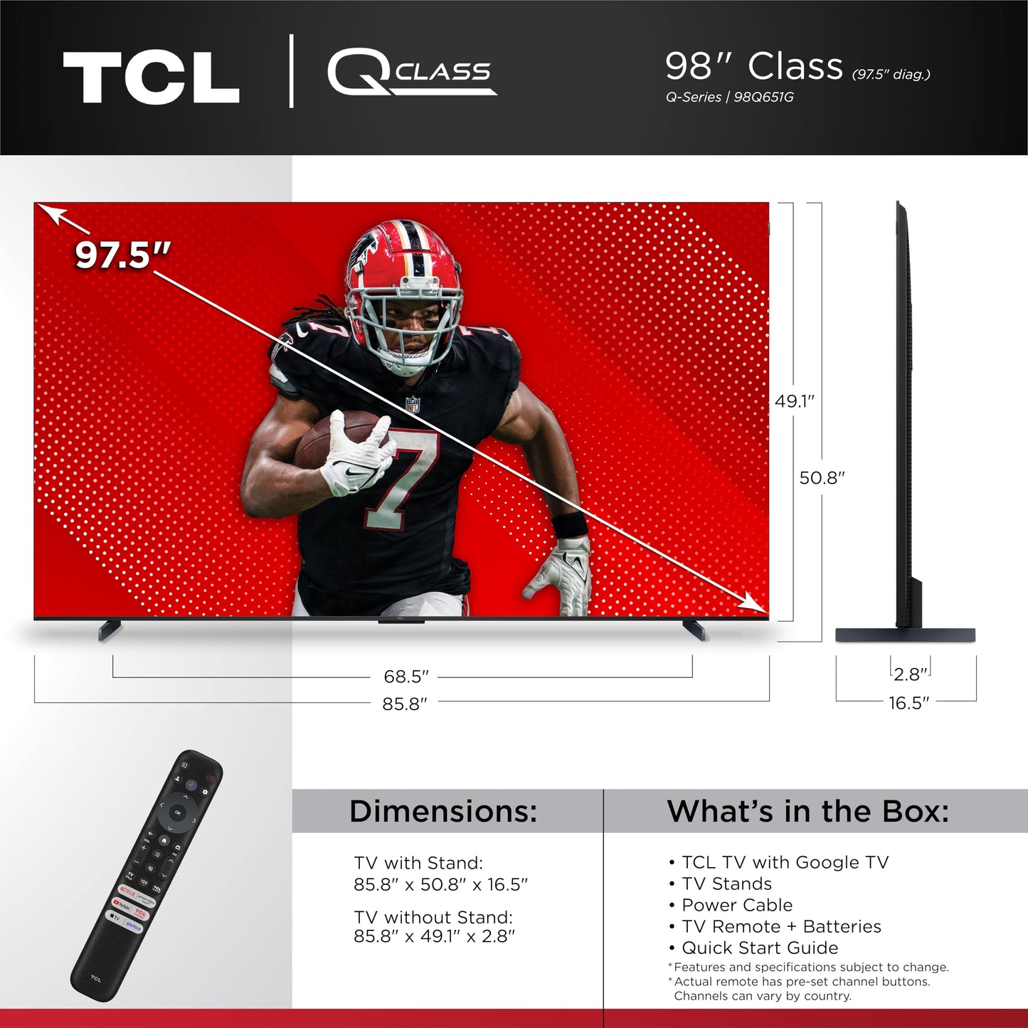 TCL QLED 4K UHD Smart TV (2024) – Google TV, Dolby Vision & Atmos, HDR Pro+, Game Accelerator & Voice Remote