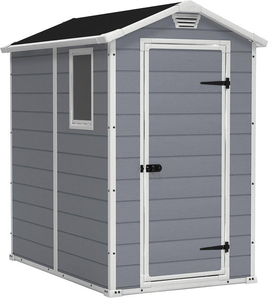 Outdoor Storage Shed - 4x6 (Grey & White)