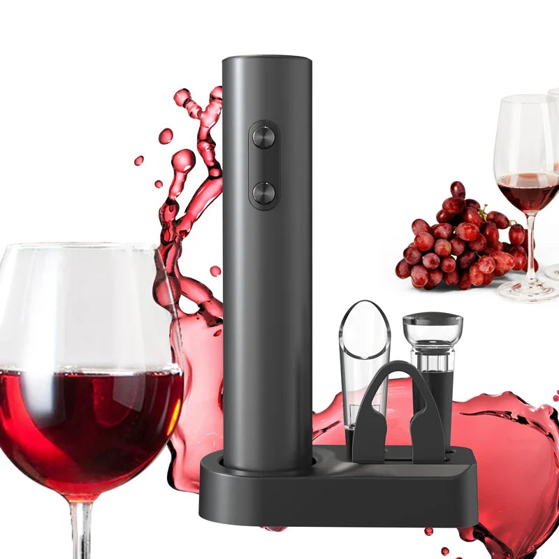 Electric Wine Opener Set – Automatic Corkscrew with Foil Cutter & Aerator for Effortless Wine Pouring