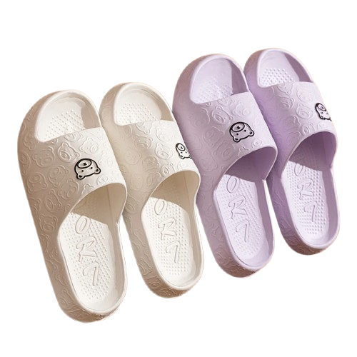 Women's Cute Bear Print Slippers – Soft, Anti-Slip & Lightweight Comfort for Home & Bathroom