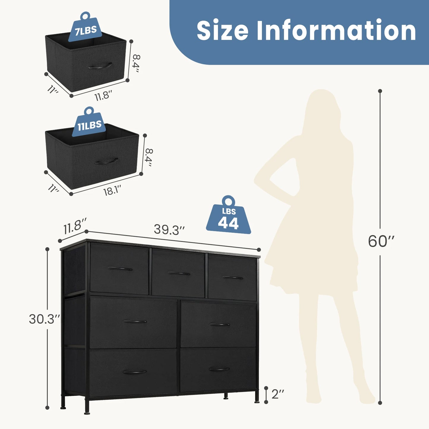 7-Drawer Dresser for Bedroom – Fabric Storage Chest & Closet Organizer for Clothes & Living Room