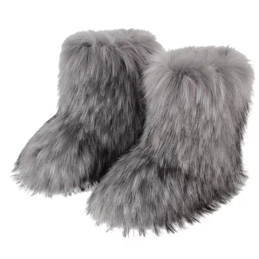 Fluffy Mid-Calf Boots – Trendy Winter Snow Boots for Women | Warm & Stylish