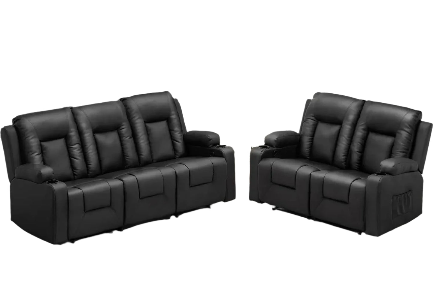 2-Piece Bonded Leather Recliner Set – Living Room Sofa & Loveseat Furniture Set