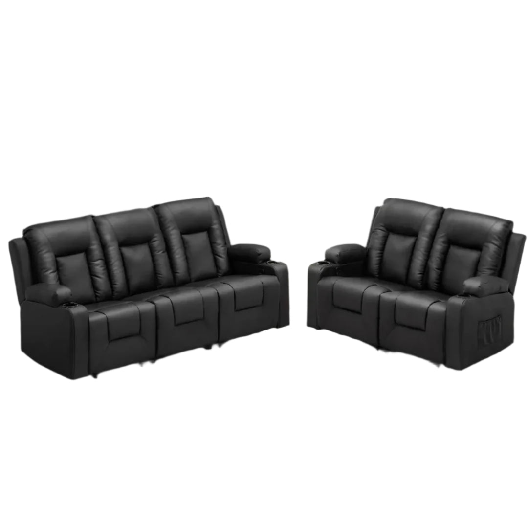 2-Piece Bonded Leather Recliner Set – Living Room Sofa & Loveseat Furniture Set