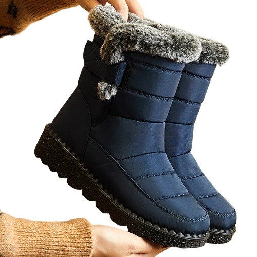 Women's Winter Boots – Waterproof Fur-Lined Ankle Boots with Low Heels